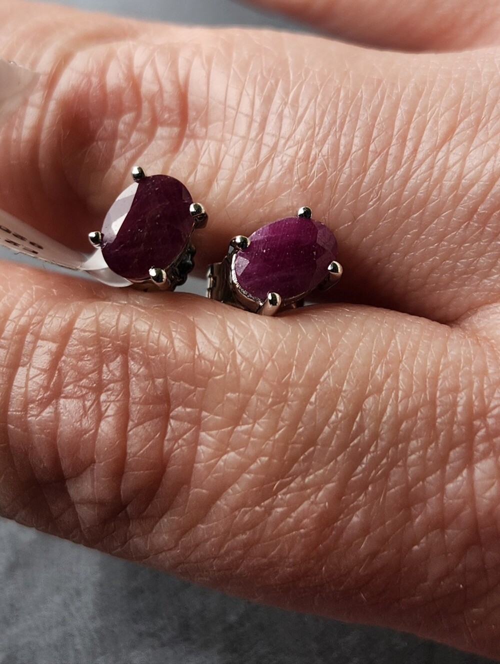 NWT Sterling Silver Ruby Oval Stud Earrings